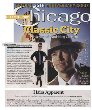 Maxine Salon's Amy Abramite featured in Chicago Magazine December 2005