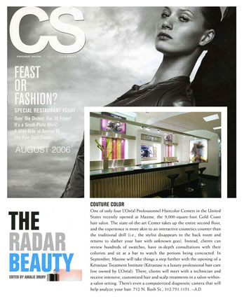 Maxine Salon Chicago featured in Chicago Social August 2006