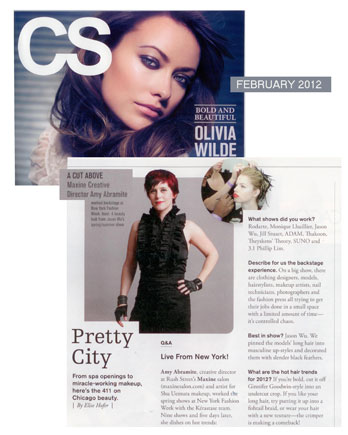 Amy Abramite, Creative Director of Maxine Salon in Chicago featured in Chicago Social February 2012