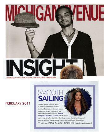 Maxine Salon in Chicago featured in Michigan Avenue Magazine February 2011