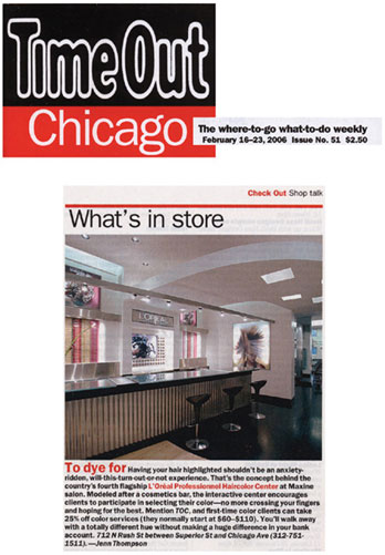 Maxine Salon featured in TimeOut Chicago February 2006