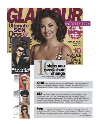 Maxine Salon featured in Glamour Magazine October 2004
