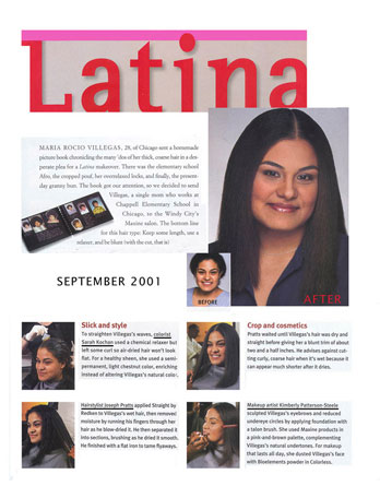 Maxine Salon featured in Latina Magazine September 2001