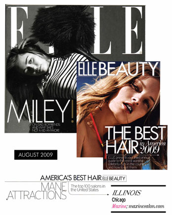 Maxine Salon in Chicago featured in Elle Magazine August 2009