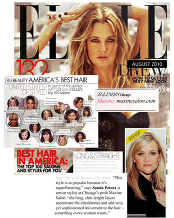 Maxine Salon in Chicago featured in Elle Magazine August 2010