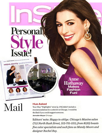 Maxine Salon in Chicago featured in InStyle Magazine July 2008