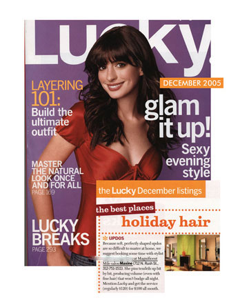 Maxine Salon's Stylist featured in Lucky Magazine December 2005