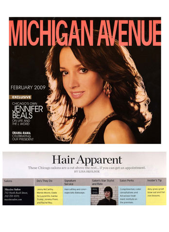 Maxine Salon featured in Michigan Avenue Magazine February 2009