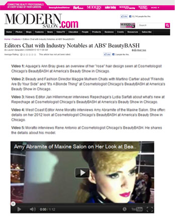 Amy Abramite of Maxine Salon featured in Modern Salon March 6, 2012