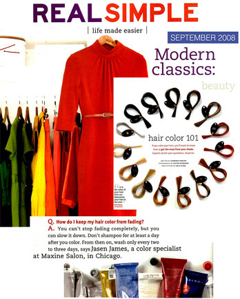 Maxine Salon's Jasen James featured in Real Simple Magazine September 2008