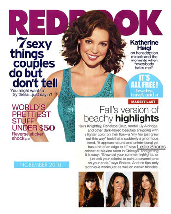 Maxine Salon's Colorist Leslie Shores featured in Redbook Magazine November 2010