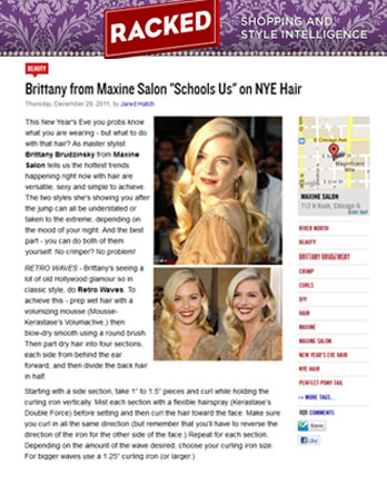 Maxine Salon featured in Racked.com December 29, 2011