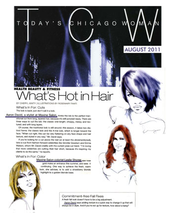 Maxine Salon in Chicago featured in Today's Chicago Woman August 2011