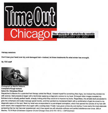 Maxine Salon in Chicago Featured in TimeOut Chicago February 2007
