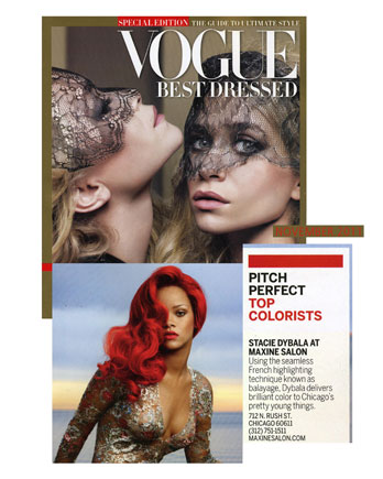 Maxine Top Colorist Stacie Dybala featured in Vogue Magazine November 2011