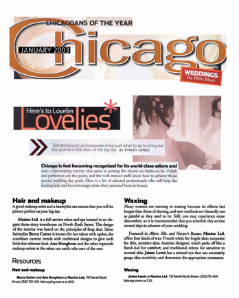 Maxine Salon featured in Chicago Magazine January 2003