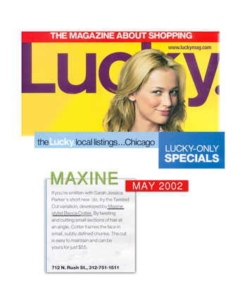 Maxine Salon featured in Lucky Magazine May 2002